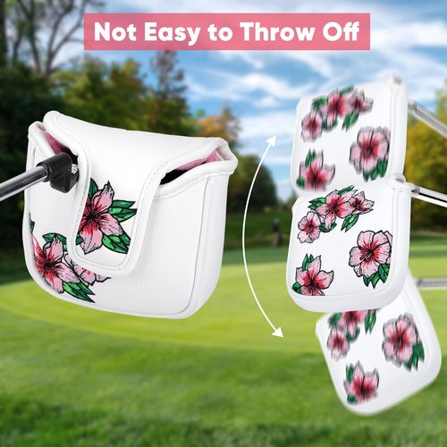 brdejc Golf Putter Covers Mallet Putter Cover Blade Putter Headcovers with Magnetic Closure Leather Golf Club Covers for Most Brand (for Mallet)