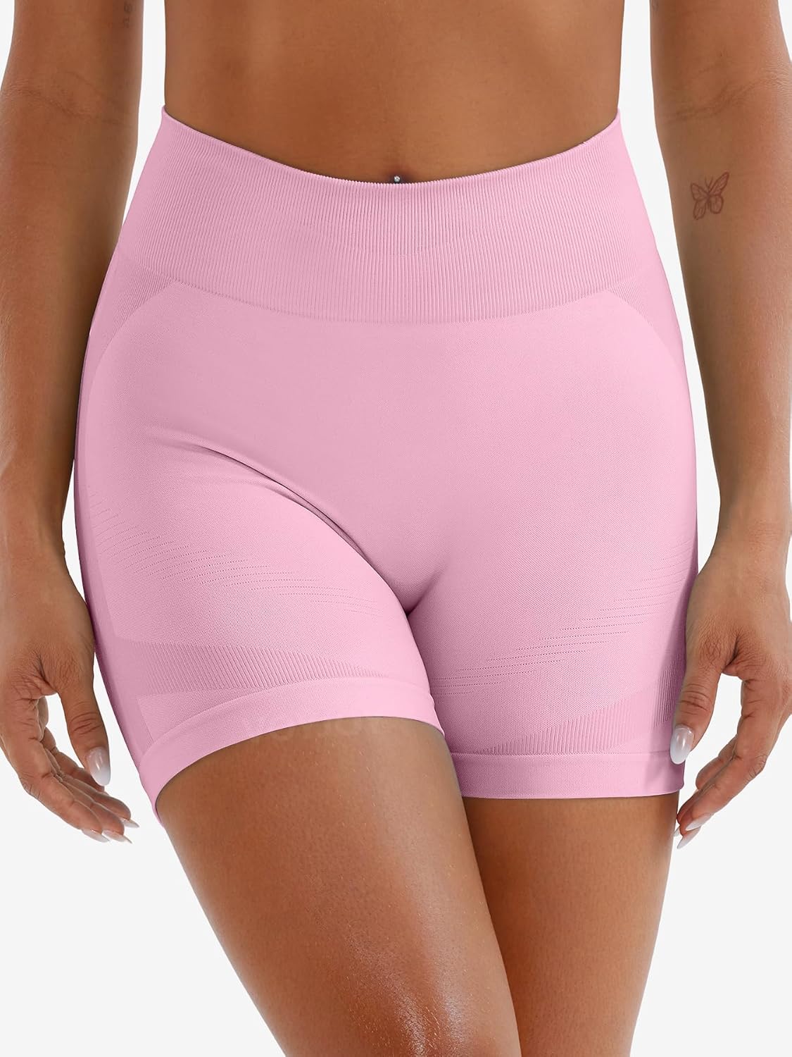 VOYJOY High Waist Biker Shorts for Women - Seamless Hidden Scrunch Butt Lifting | 4.5" Yoga Gym Shorts
