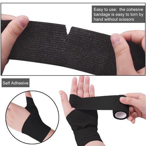 BQTQ 168 Rolls Self Adhesive Bandage Wrap 2 Inch Self Adherent Wraps Black Stretch Selfstick Bandages for Wrist Ankle Swelling Sprains