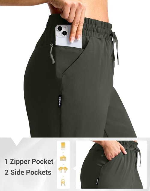 G Gradual Women's Lightweight Hiking Shorts - 15" Below The Knee Capris with Zipper Pocket