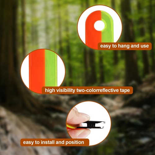 lasuroa 36pcs Reflective Trail Markers, High Visibility Trail Markers with Open Buckle Reflective Trail Marker Clips Hunting Accessories for Tree Stand Hunting Outdoor Hiking Camping