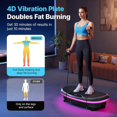 MERACH Vibration Plate Exercise Machine - 4D Whole Body Workout for Weight Loss & Muscle Activation | Bluetooth Home Fitness Equipment