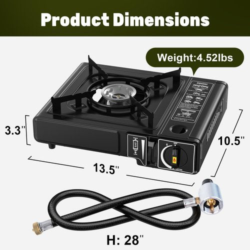 7800 BTU Dual Fuel Camp Stove, Butane or Propane Portable Stove for Camping, Lightweight Portable Camping Stove, Propane Adapter Hose and Carrying Case Included