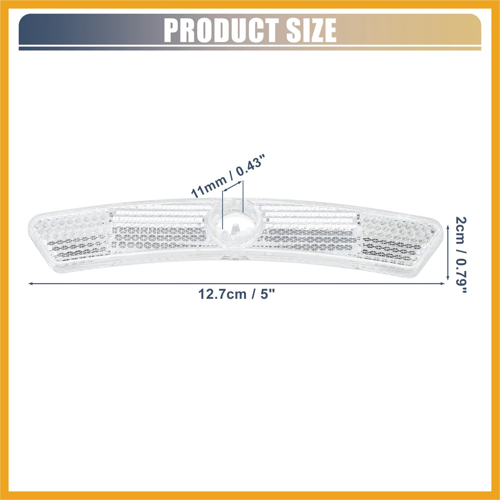 Partuto Bike Reflectors 5"x0.79"x0.47" Bike Warning Reflector White 1 Pair Replacement