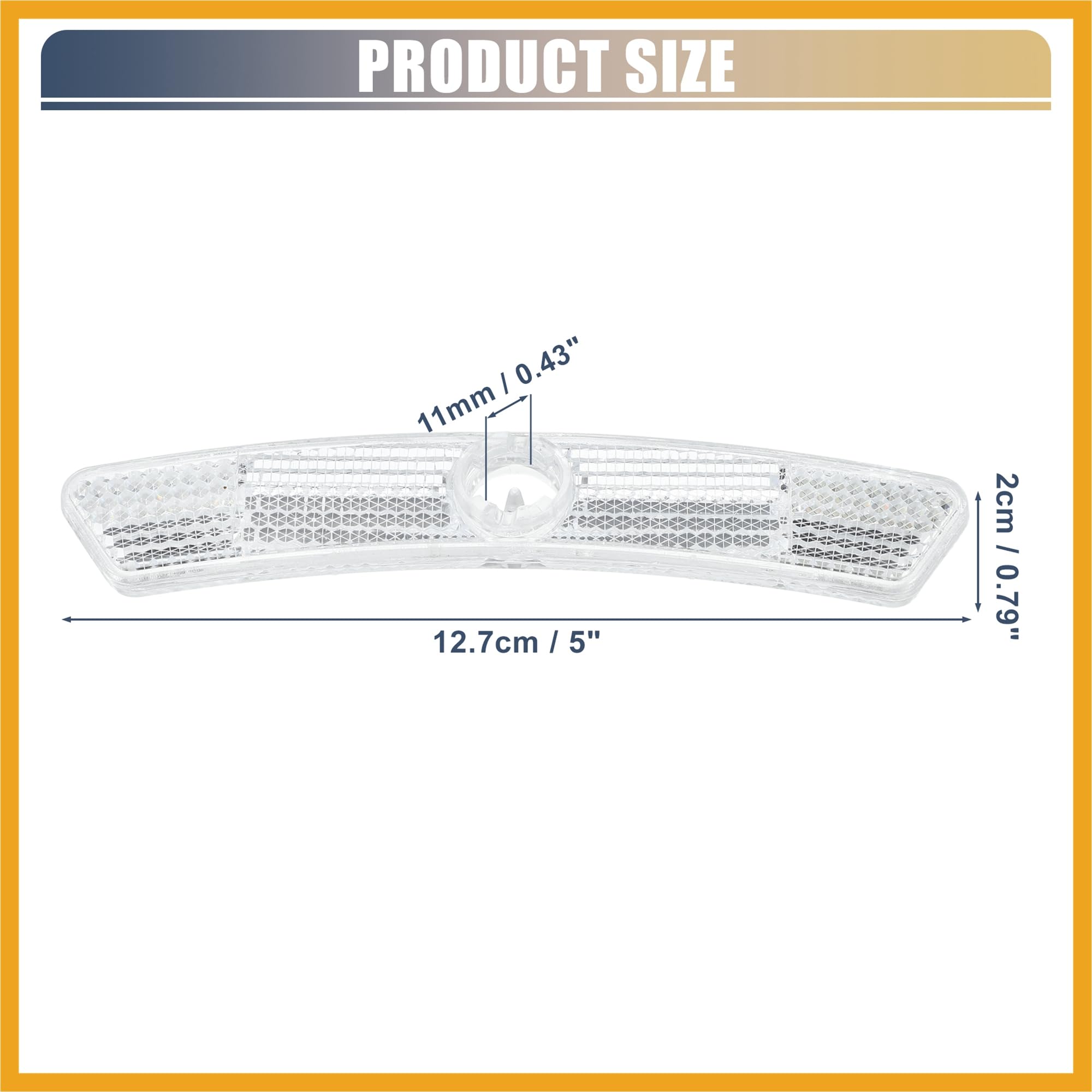 Partuto Bike Reflectors 5"x0.79"x0.47" Bike Warning Reflector White 1 Pair Replacement