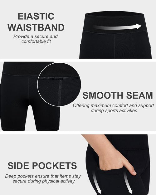 DEVOROPA Girls' Volleyball Shorts - 5" Stretch Spandex Athletic Gymnastics Shorts with Pocket
