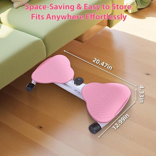 Waist Twister Board for Exercise – Dual Pedal Balance Fitness Board with Resistance Bands, Core & Waist Trainer for Home Workout, Non-Slip Twisting Disc for Women Men (Pink)