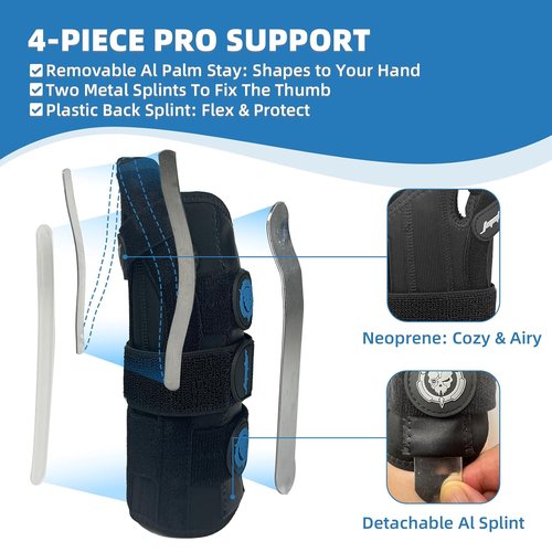 JUPITER Carpal Tunnel Wrist Brace - Thumb Support Spica Splint for Left Hand | Pain Relief for De Quervains - Large/XLarge, Blue