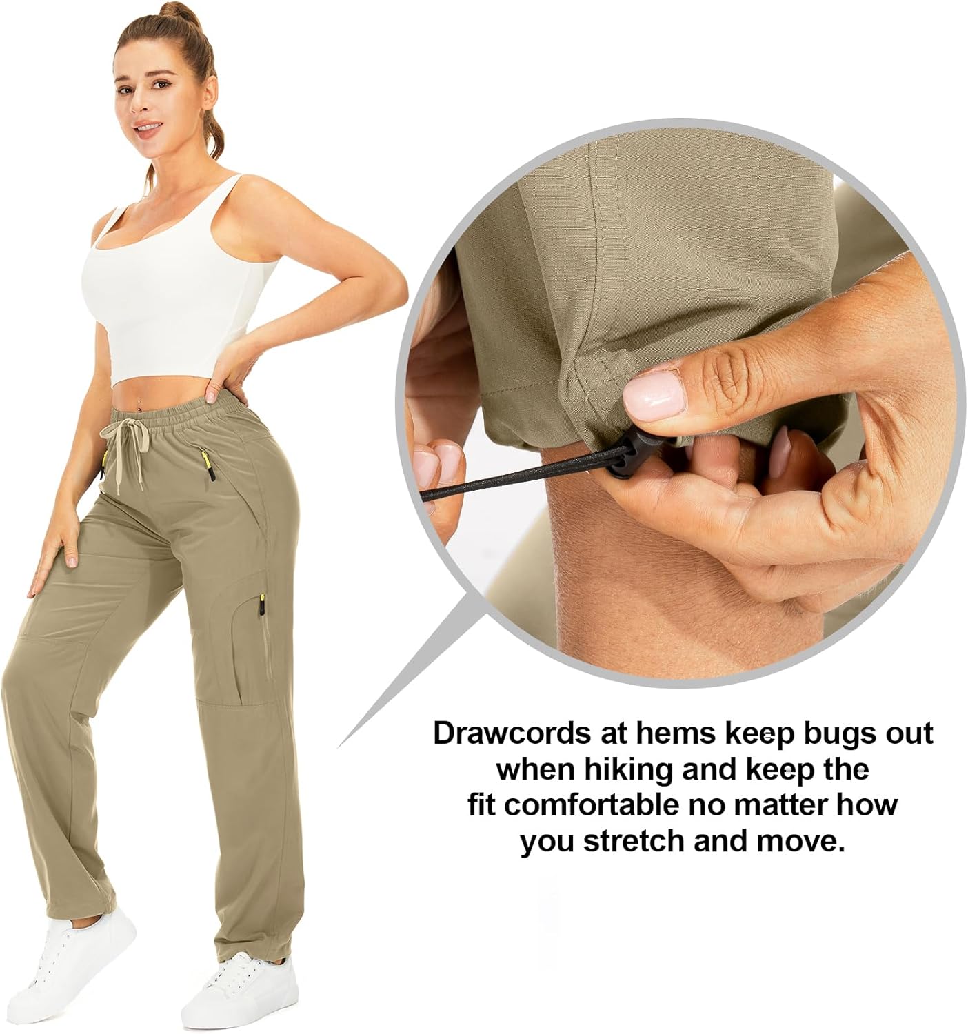 Skiennix Women's Hiking Pants - Quick Dry, UPF 50, Lightweight Cargo with Zipper Pockets