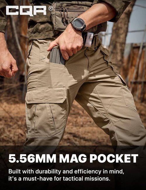 CQR Men's Tactical Pants - Lightweight Water Resistant Ripstop Cargo Pants for Outdoor Adventures