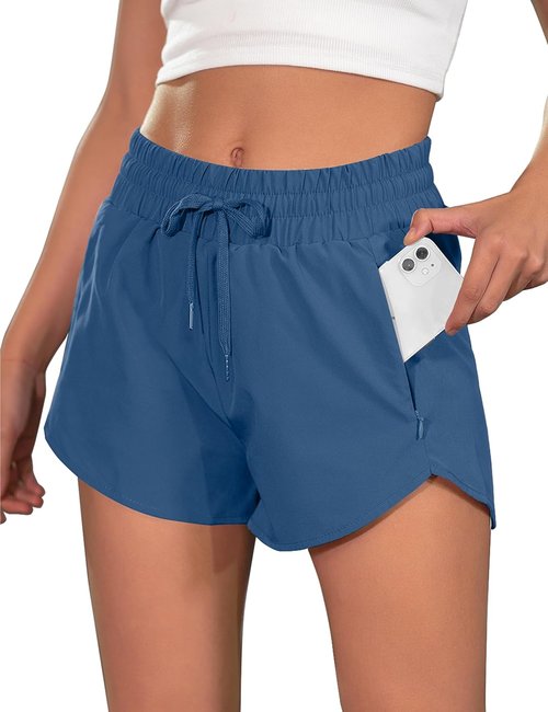 BMJL Women's Running Shorts - High Waisted 2.5" Athletic Gym Shorts with Zipper Pockets for Summer