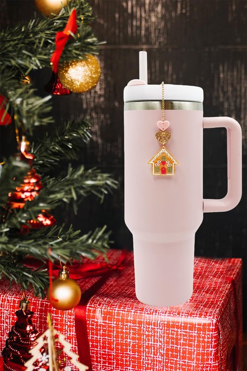 Gingerbread House Cup Accessory – Christmas Straw Decoration, Holiday Tumbler Ornament for Stanley 30oz 40oz, Cute Stocking Stuffer Gift for Holiday Party
