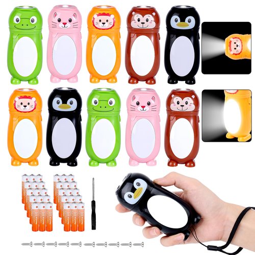 KunHe 10 Pack Animal Flashlights 2 in 1 Camping Lantern Flashlights Christmas Stocking Stuffers Small Flashlight Party Favors Halloween Christmas Gift for Girls Boys