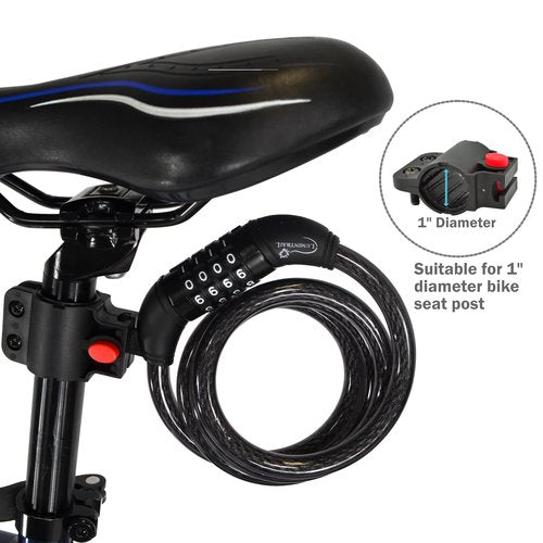 Lumintrail Combination Bike Lock Cable - 6ft Bike Locks Heavy Duty Anti Theft with Combinations - Bike Cable Lock Combination with Mounting Bracket (1 Pack, Matte Black)