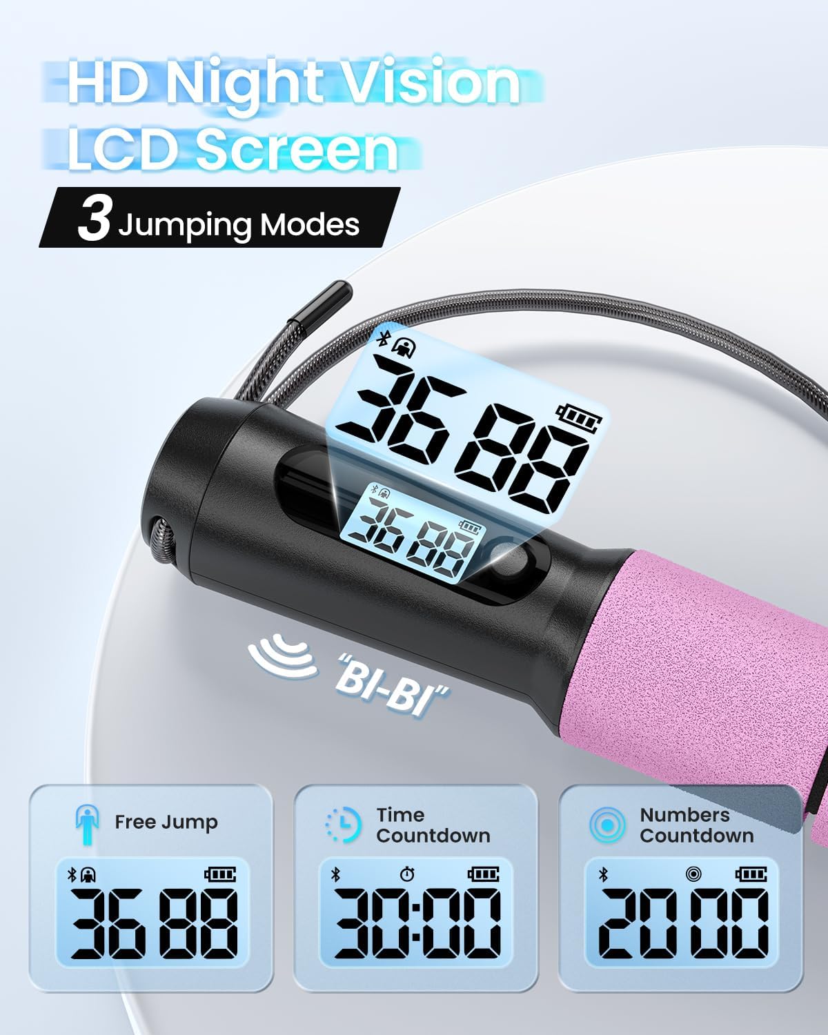 RENPHO Smart Jump Rope - Tangle-Free Skipping Rope with APP Data Tracking & Adjustable Length for Men & Women
