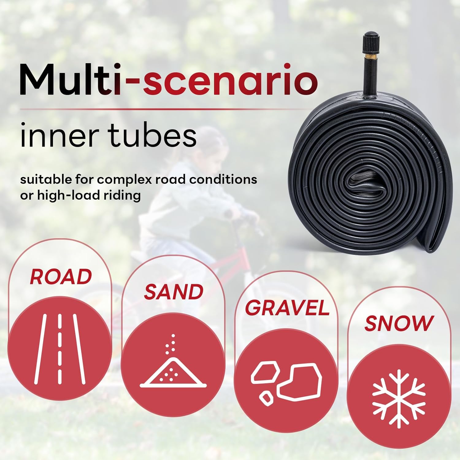 Reliable 14 x 1.75-2.125 Bike Tubes by [Brand Name] - Durable Inner Tubes with AV32mm Schrader Valve (2 PCS)