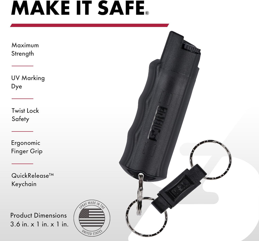 SABRE Runner Pepper Gel - Police Strength OC Spray with Adjustable Reflective Hand Strap | 0.67 fl oz, 13 Seconds Spray Time