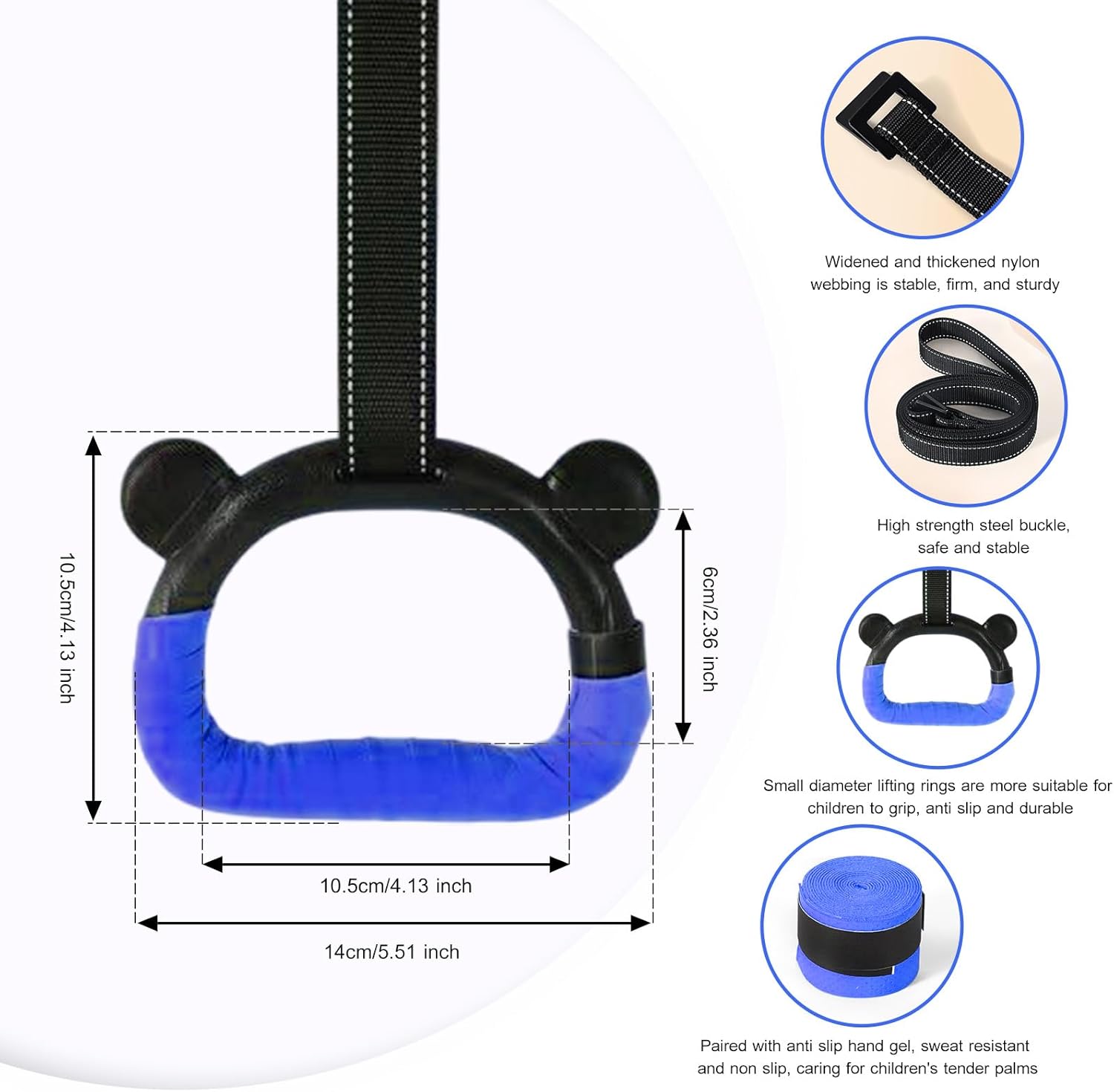 Skiennix Kids Gymnastics Rings - Adjustable Strap Strength Training Equipment for Home Use