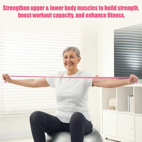 Teyva Daily 4 Roll Latex Resistance Tubes, 25 ft, Exercise Bands Professional Grade Strength Training Bands for Women Exercise, Lower Pilates, Training, Workout(Medium Level 2,Pink)