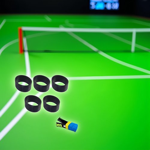Sluswallow 5Pcs Black Tennis Racket Handle Rubber Ring Stretchy Tennis Racquet Band Overgrips, Tennis Racket Grips Racquet Accessories