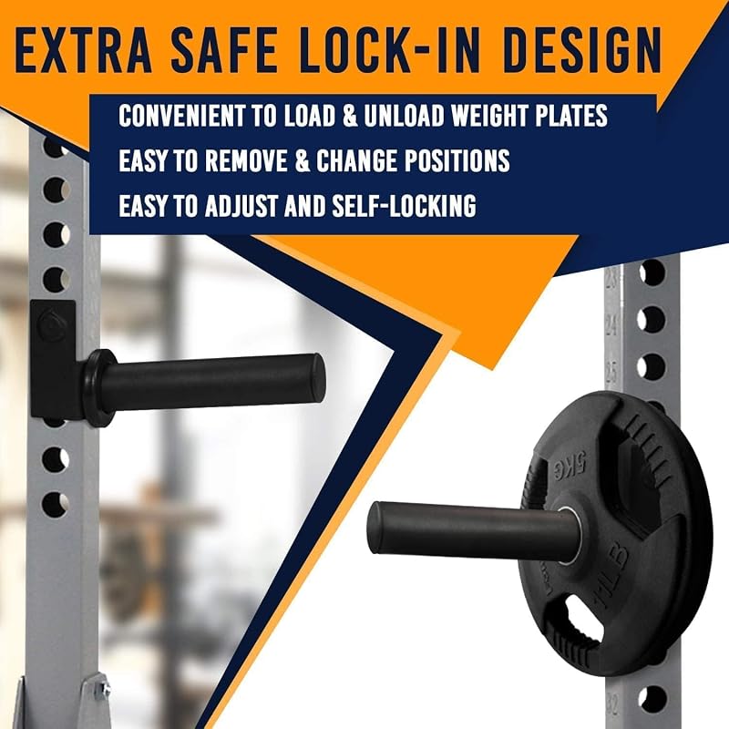 Yes4All Power Rack Attachments Set: J-Hooks & 2x2 Plate Holders – D. Variation