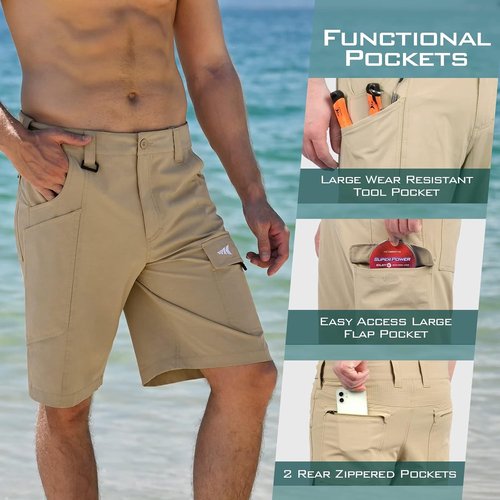 KastKing Rekon Men's Fishing Cargo Shorts - Quick Dry Casual Hiking & Tactical Gear | Versatile Travel Wear