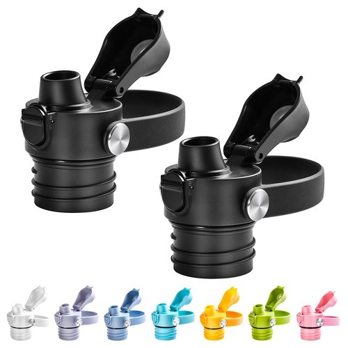 XACIOA Flip Lid for Hydroflask Standard Mouth, Replacement for Hydro Flask Lid, Spout Cap for Narrow Mouth Water Bottle for Simple Modern Iron Flask Accessories, BPA Free, Black - Black