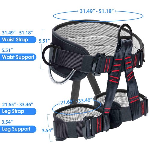 HandAcc Climbing Belts, Adjustable Thicken Professional Safety Belt, Climbing Gear for Tree Climbing, Fire Rescue, Roofing, Rappelling And Expanding Training