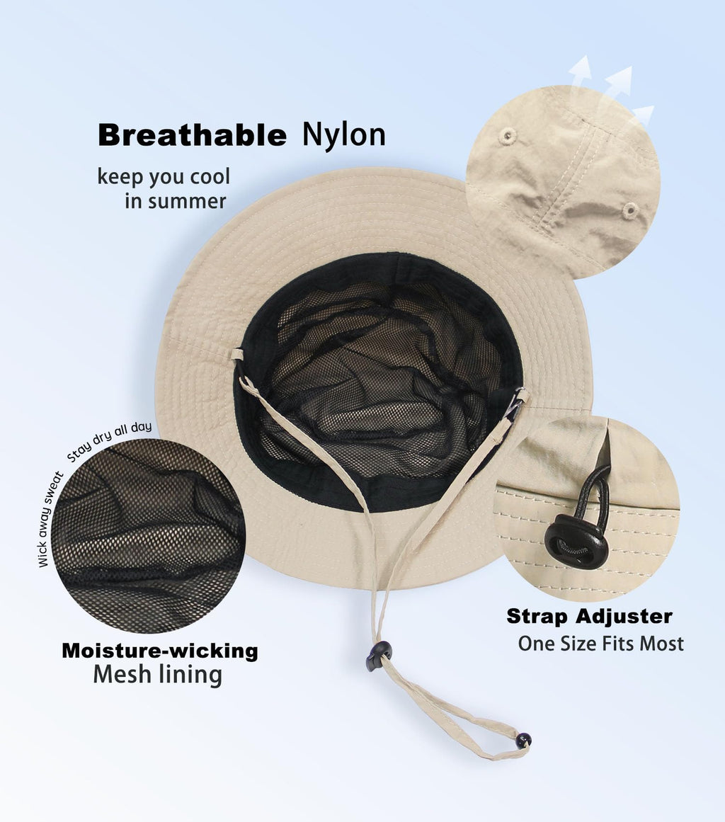 TILUYAMO Waterproof Bucket Hat Rain Hat for Women Men UV Protection Packable Sun Hat Fishing Hiking (Beige)