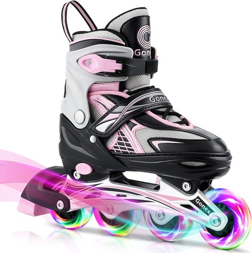 Gonex Inline Skates - Adjustable Outdoor Roller Skates for Kids & Teens with Light-Up Wheels