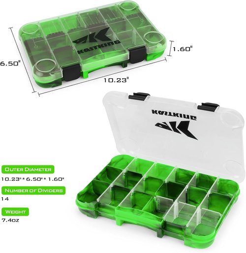 KastKing Tackle Boxes - Durable Plastic Storage Organizer with Removable Dividers | 2-Pack or 4-Pack Options