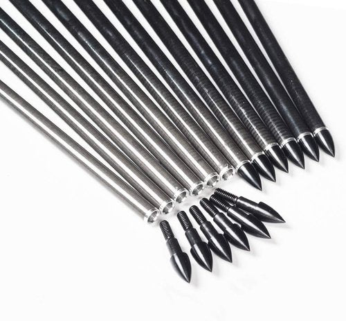 Linkboy Archery Carbon Arrows Hunting Practice Target Arrows Fluorescent with Removable Tip for Compound Recurve Long Bows, Spine 250 300 340 400 500 600 700 800, Pack of 6/12PCS