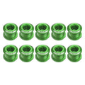 HARFINGTON 10pcs Single Chain Ring Bolts M8 Aluminum Alloy Bicycle Crankset Nuts Chainwheel Screw for Road Bike Mountain Bike, Green