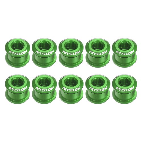 HARFINGTON 10pcs Single Chain Ring Bolts M8 Aluminum Alloy Bicycle Crankset Nuts Chainwheel Screw for Road Bike Mountain Bike, Green