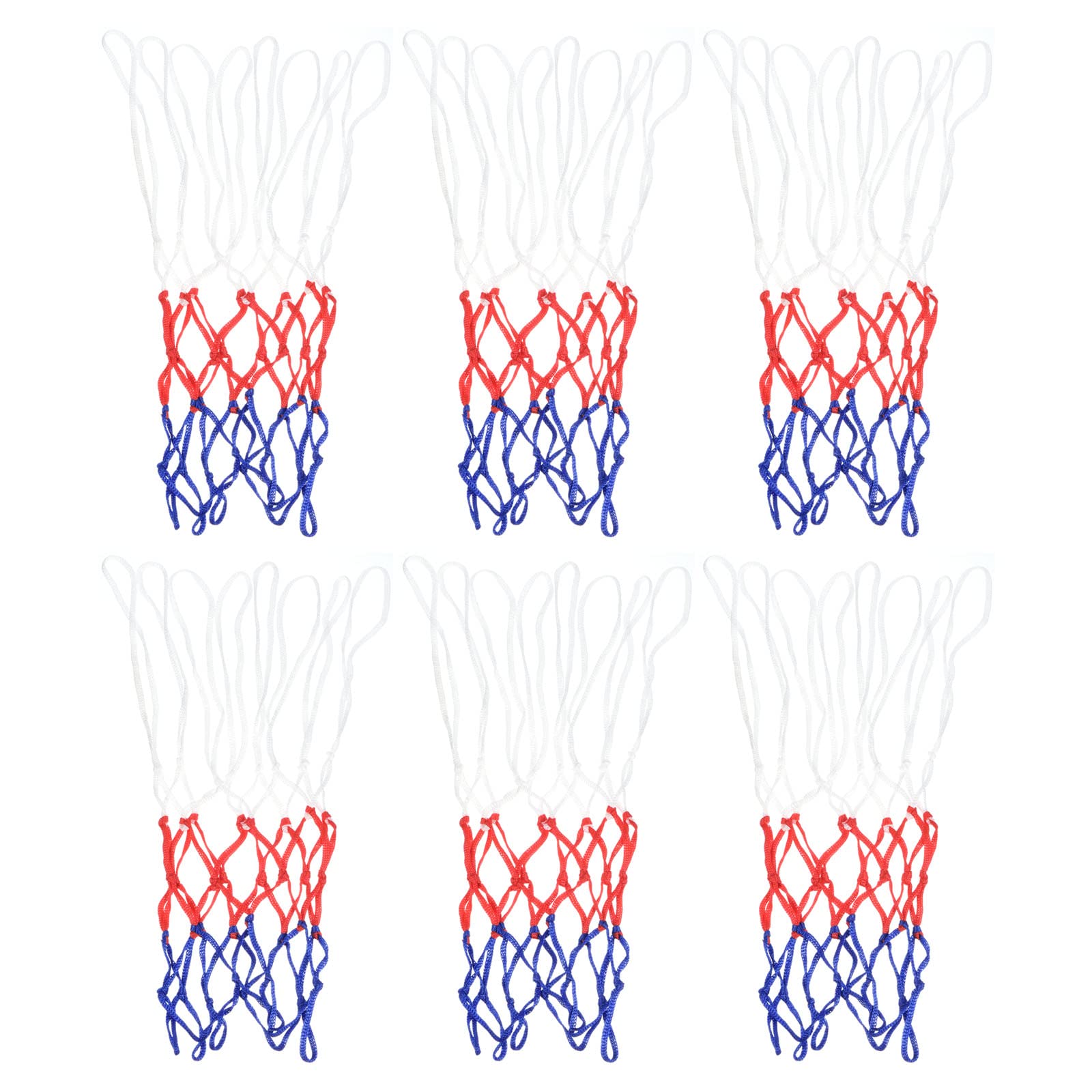 PATIKIL 8 Loops 12" Dia. Mini Basketball Net Replacement, 6 Pack PP Basketball Hoop Net Rim Nets Sturdy for Indoor Outdoor, White Red Blue