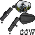KEMIMOTO Universal Rearview Motorcycle Mirrors - Adjustable M8/M10 Bolt, 360° Convex Design, Foldable