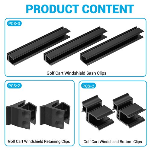 CartClan Golf Cart Windshield Clips Suitable for 2000.5-UP Club Car DS Golf Carts, Club Car Windshield Retaining Clips Kits with Screw Nut Replace OEM#103677101/102005901