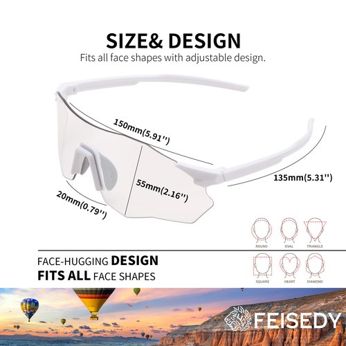 FEISEDY Photochromic Cycling Glasses for Men Women Mountain Bike Sports Sunglasses UV Protection B0310