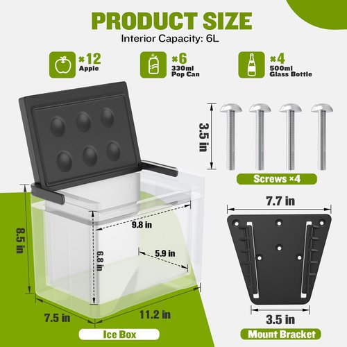 MUMPPRCE Golf Cart Cooler Fits Club Car Precedent Tempo Onward, Club Car Precedent Ice Chest with Mounting Bracket Kit, 48 Hours Cooling Cooler, Universal 6L Large Capacity Ice Chest OEM#102588101