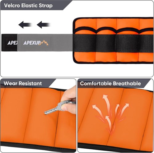 APEXUP Adjustable Ankle Weights - 10lbs/Pair for Yoga, Walking, Running & Gym Workouts