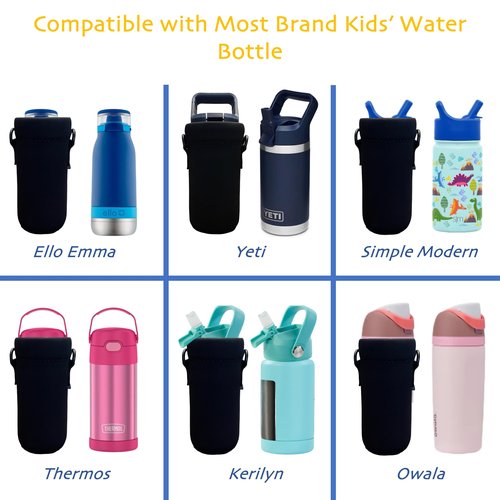 Kaizen Kreations Universal Kids Bottle Sling. Travel Essentials, Camping Essentials, Cruise Essentials, School Supplies, Camping Gear, Travel Accessories, Beach Vacation Essentials (Black, 2-Pack)