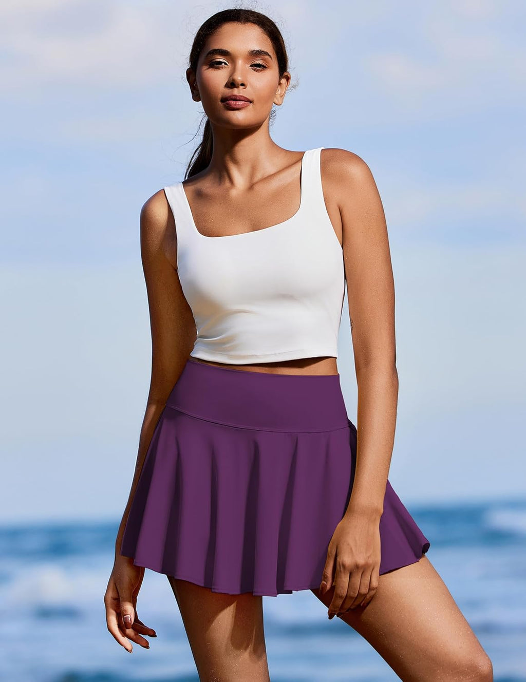 PINSPARK Women's Tennis Skirt - Pleated Athletic Skirt with Pockets | High Waisted Golf Skort for Workouts
