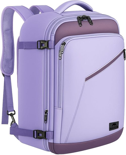 MATEIN Travel Backpack - Large Capacity Water-Resistant Bag with Detachable Straps | Purple