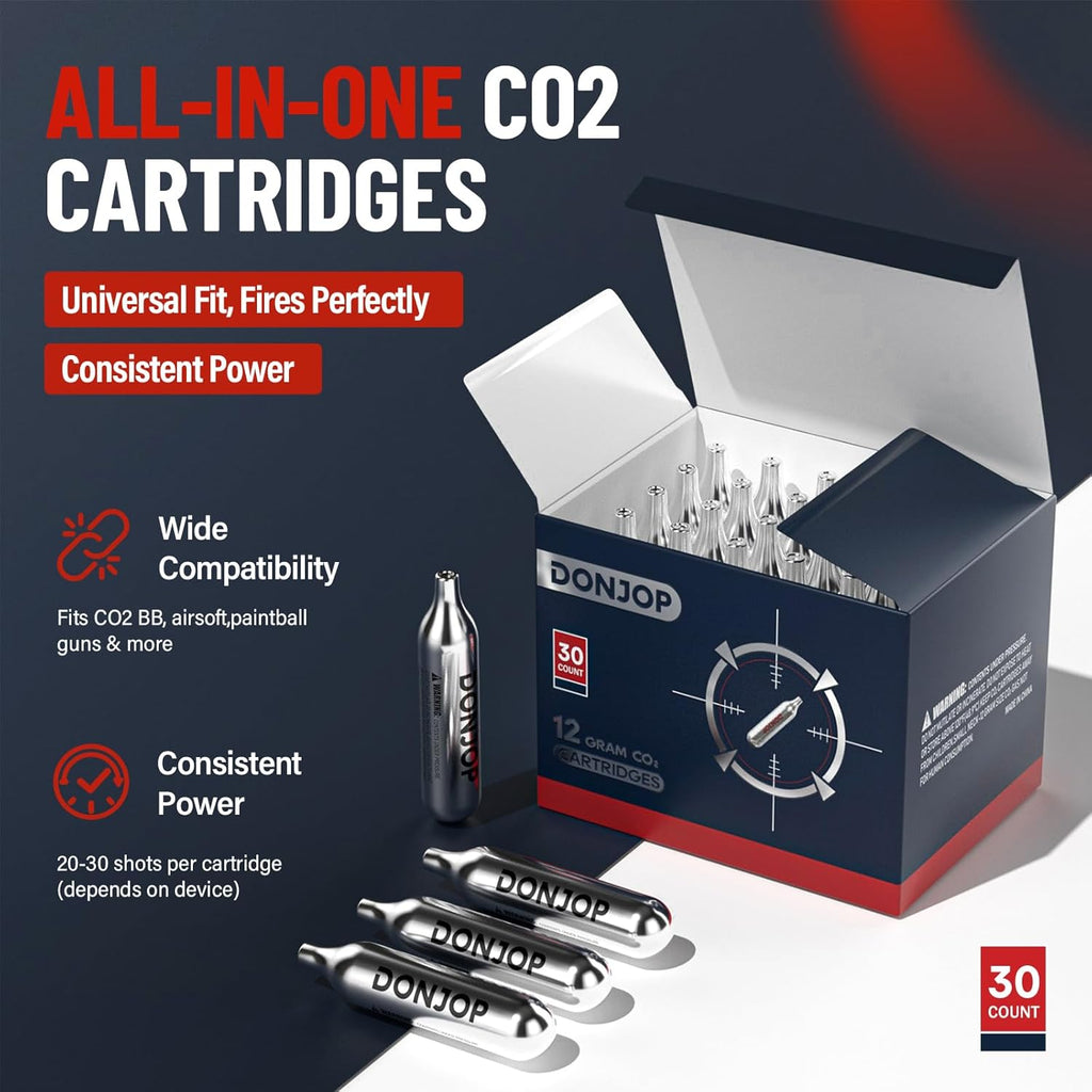 Skiennix 12G CO2 Cartridges - Non-Threaded Design for BB Guns, Airsoft Pistols & Paintball | Snug Fit & Solid Seal