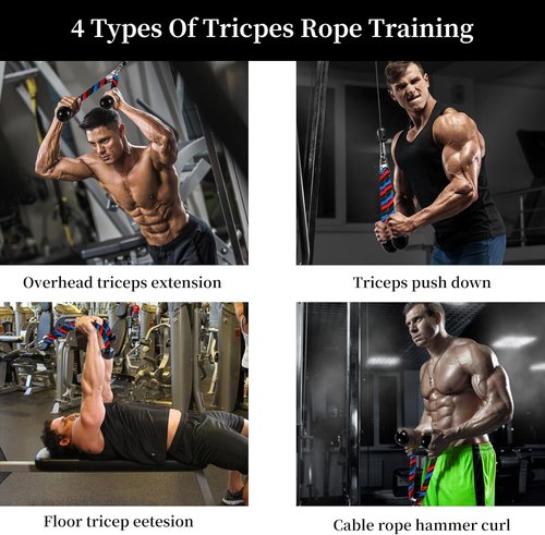 Deluxe Tricep Rope - 31.5 Inch Gym Cable Attachment for Easy Grip & Non-Slip LAT Pulldowns