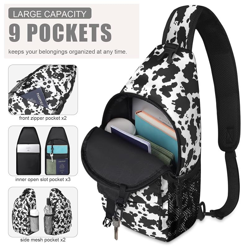 Pritent Cowprint Medium Crossbody Sling Bag with Convertible Strap