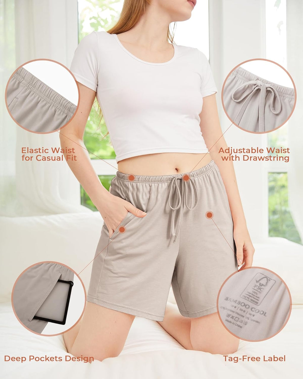 BAMBOO COOL Women's Pajama Shorts - Comfy Lounge Sleep Shorts with Pockets | 3-Pack Set