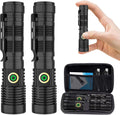 Skiennix Rechargeable Flashlight - High Lumens Super Bright LED | Long-Range Zoomable, Waterproof, 2-Pack