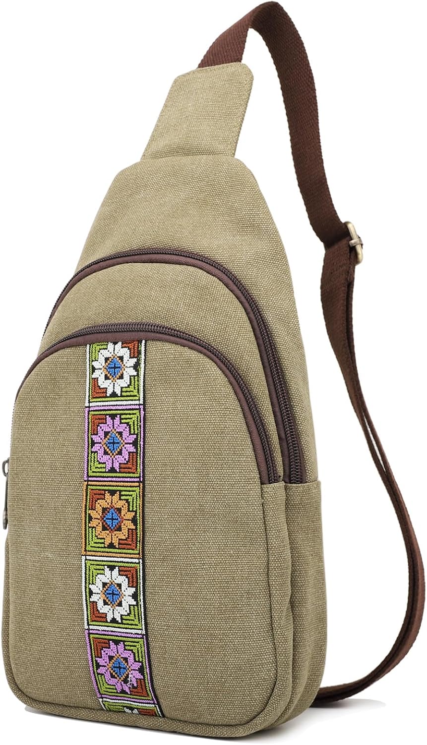 Silkarea Canvas Sling Bag - Stylish Crossbody Purse for Travel & Hiking | Small Daypack Backpack
