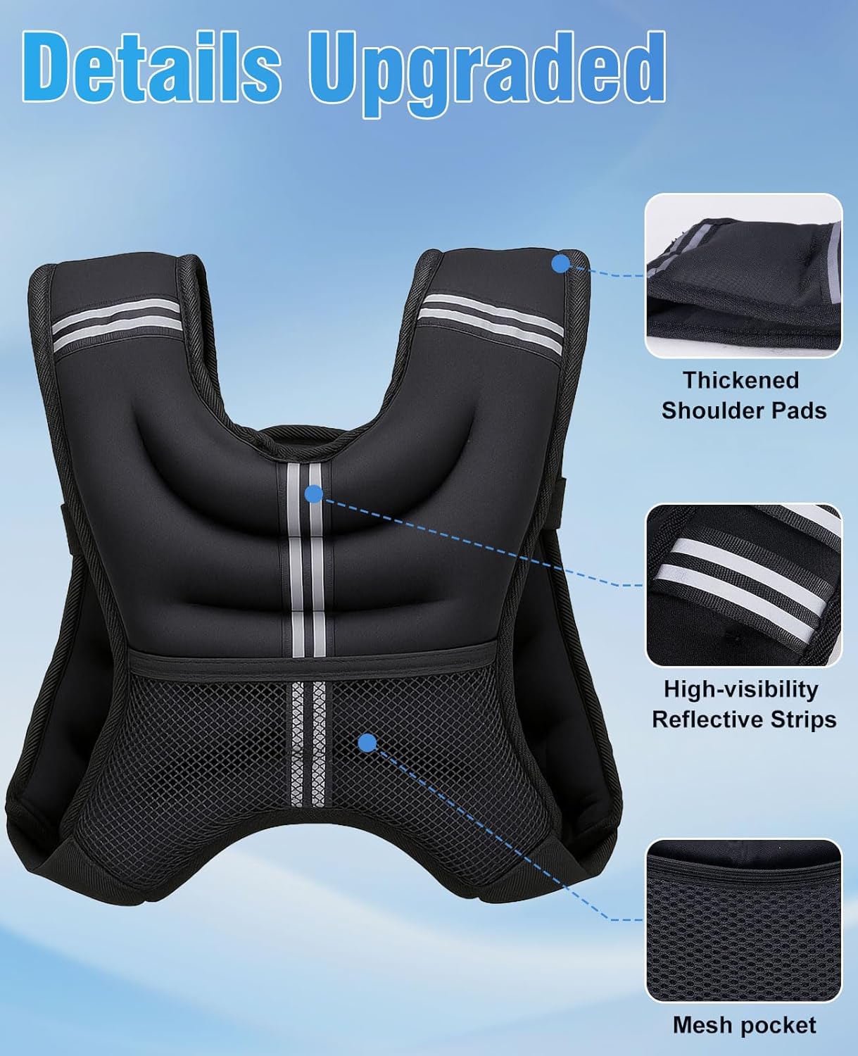 Skiennix Weighted Vest - 12lbs Adjustable Running Vest with Reflective Stripe for Comfortable Workouts